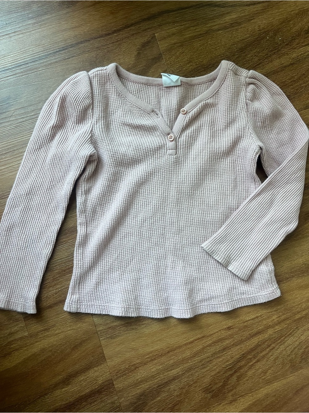 GAP Girls Long-Sleeve Waffle Henley Top - Dusty Pink